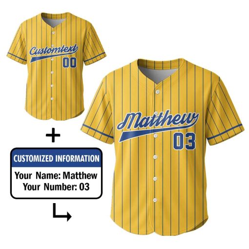 Let’s Peel It Slugger – Custom Text Number Yellow Baseball Jersey