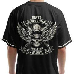 Never Underestimate Old Man – Custom Text Number Baseball Jersey