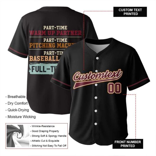 Time Baseball Critic Full-Time Dad – Custom Text Number Baseball Jersey