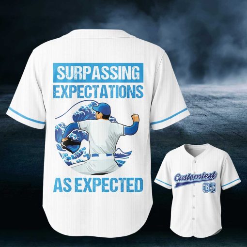 Surpassing Expectations As Expected – Custom Text Number Baseball Jersey