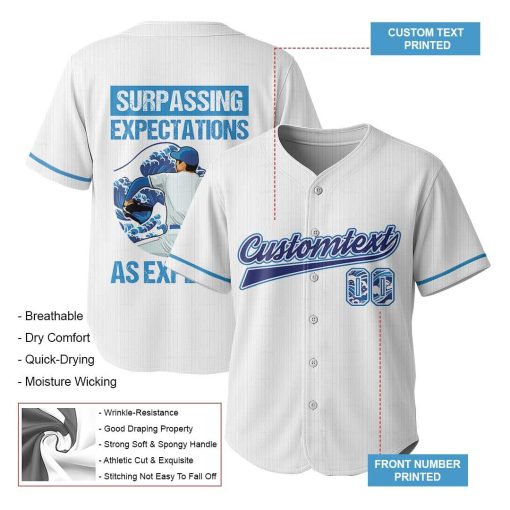 Surpassing Expectations As Expected – Custom Text Number Baseball Jersey